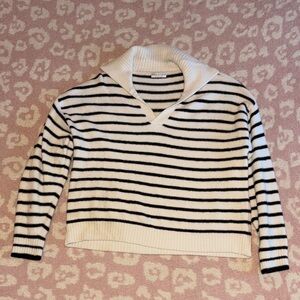 Paper Crane Black and White Striped Cowl Neck Sweater